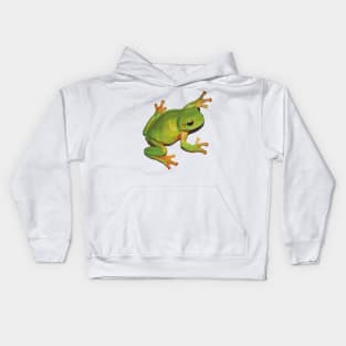 Gorgeous Green Tree Frog. Australian green frog. Cute frog illustration, realistically drawn Kids Hoodie